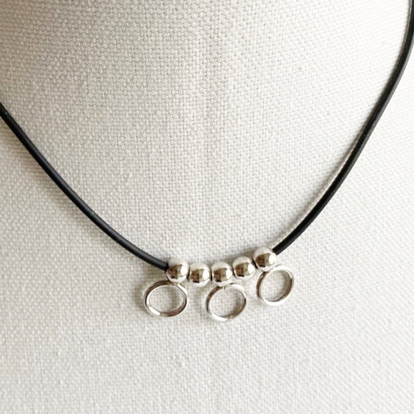 Sterling Silver Black Soft Rubber Chain Necklace - Picture 5 of 5